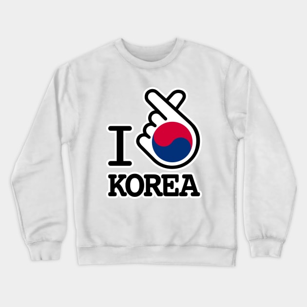 south korea flag with finger heart, kpop love sign gift Crewneck Sweatshirt by korean-design